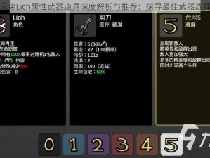 土豆兄弟Lich属性武器道具深度解析与推荐：探寻最佳武器选择之路