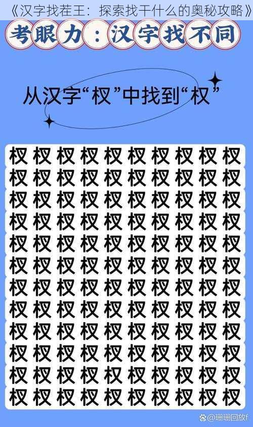 《汉字找茬王：探索找干什么的奥秘攻略》