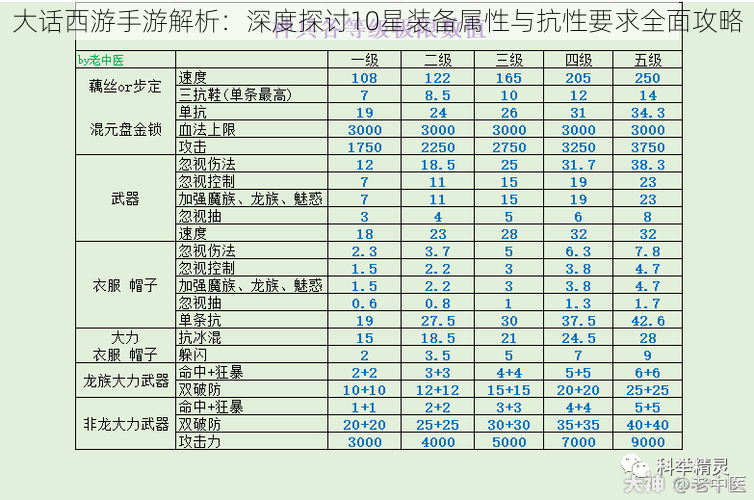 大话西游手游解析：深度探讨10星装备属性与抗性要求全面攻略