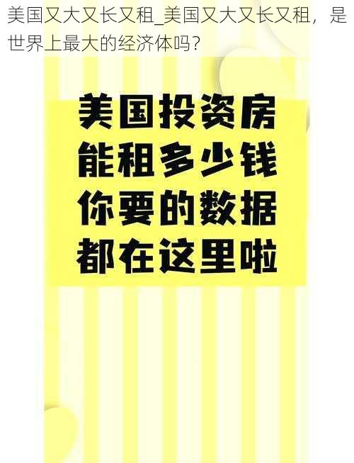 美国又大又长又租_美国又大又长又租，是世界上最大的经济体吗？