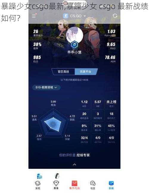 暴躁少女csgo最新,暴躁少女 csgo 最新战绩如何？