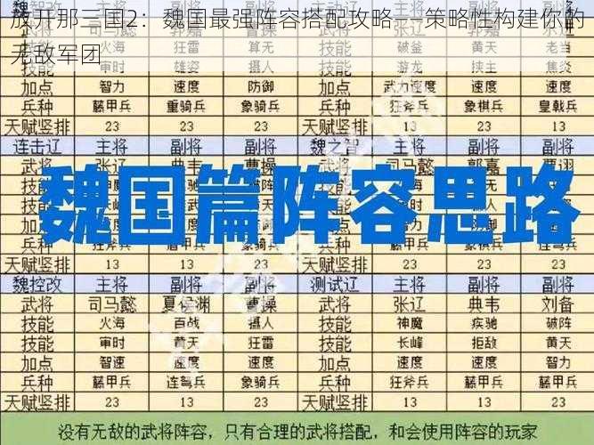 放开那三国2：魏国最强阵容搭配攻略——策略性构建你的无敌军团