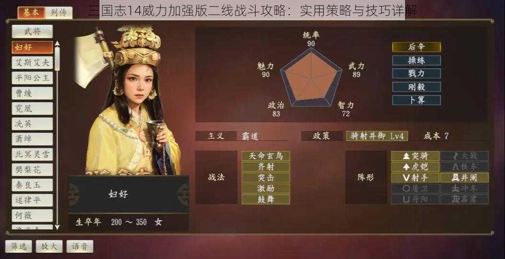 三国志14威力加强版二线战斗攻略：实用策略与技巧详解