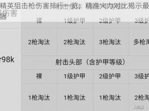 和平精英狙击枪伤害排行一览，精准火力对比揭示最强狙击武器