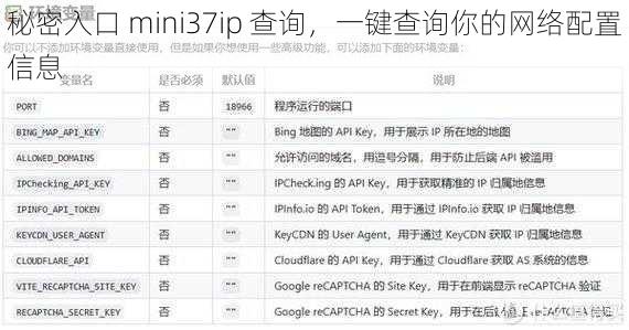 秘密入口 mini37ip 查询，一键查询你的网络配置信息