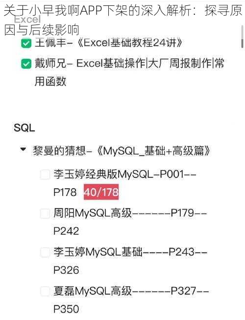 关于小早我啊APP下架的深入解析：探寻原因与后续影响