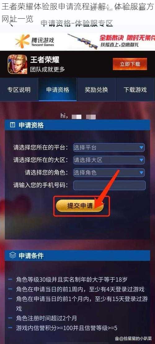 王者荣耀体验服申请流程详解：体验服官方网址一览
