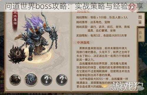 问道世界boss攻略：实战策略与经验分享