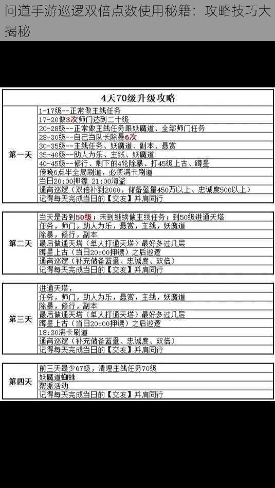 问道手游巡逻双倍点数使用秘籍：攻略技巧大揭秘