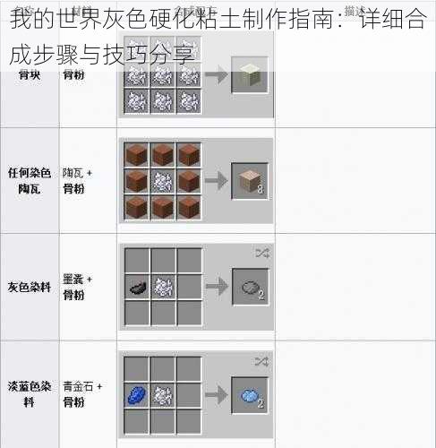 我的世界灰色硬化粘土制作指南：详细合成步骤与技巧分享