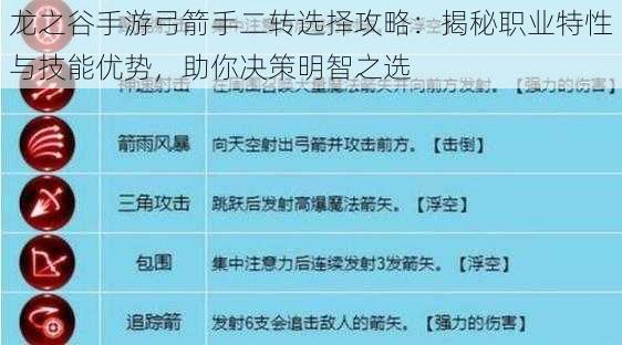 龙之谷手游弓箭手二转选择攻略：揭秘职业特性与技能优势，助你决策明智之选