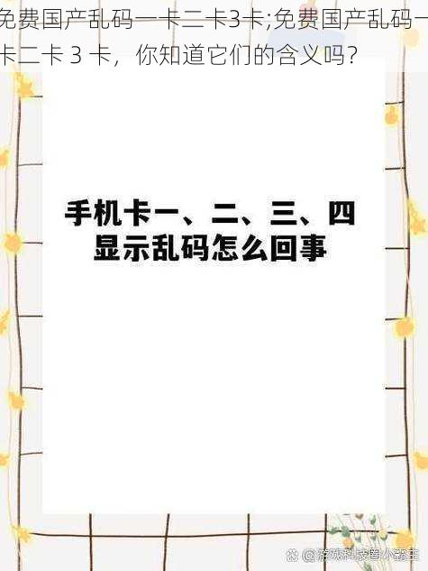 免费国产乱码一卡二卡3卡;免费国产乱码一卡二卡 3 卡，你知道它们的含义吗？