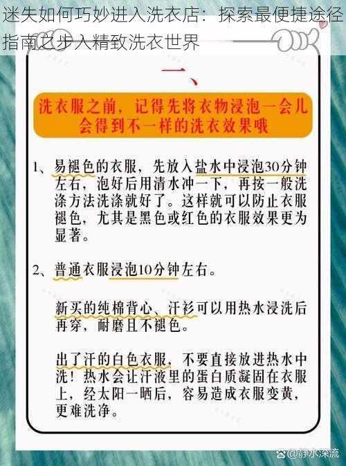 迷失如何巧妙进入洗衣店：探索最便捷途径指南之步入精致洗衣世界