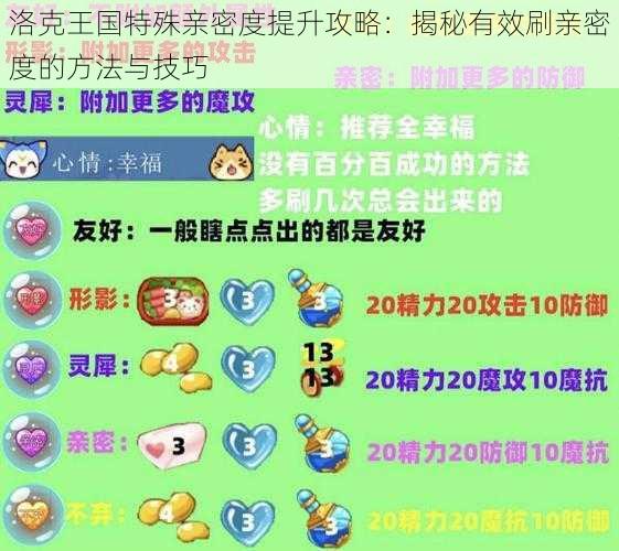 洛克王国特殊亲密度提升攻略：揭秘有效刷亲密度的方法与技巧