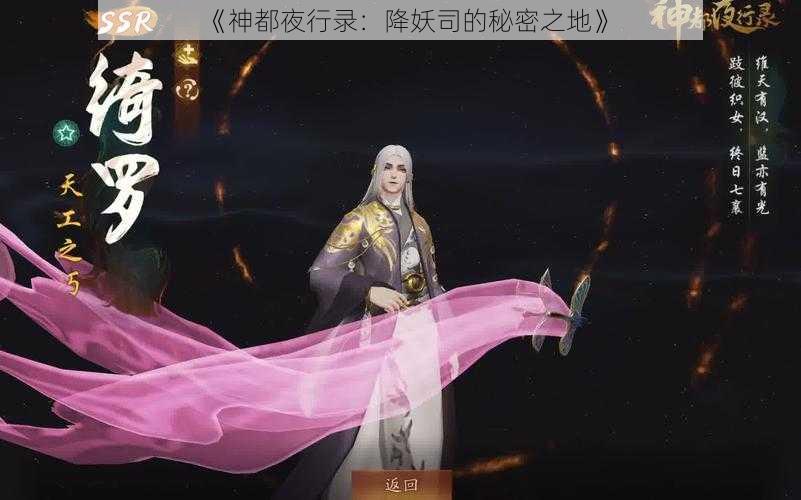 《神都夜行录：降妖司的秘密之地》