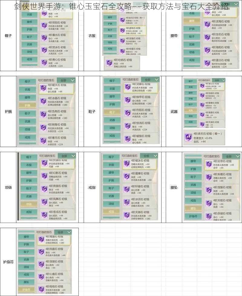 剑侠世界手游：锥心玉宝石全攻略——获取方法与宝石大全介绍