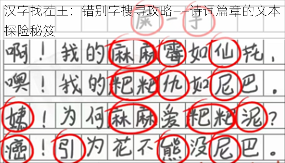 汉字找茬王：错别字搜寻攻略——诗词篇章的文本探险秘笈