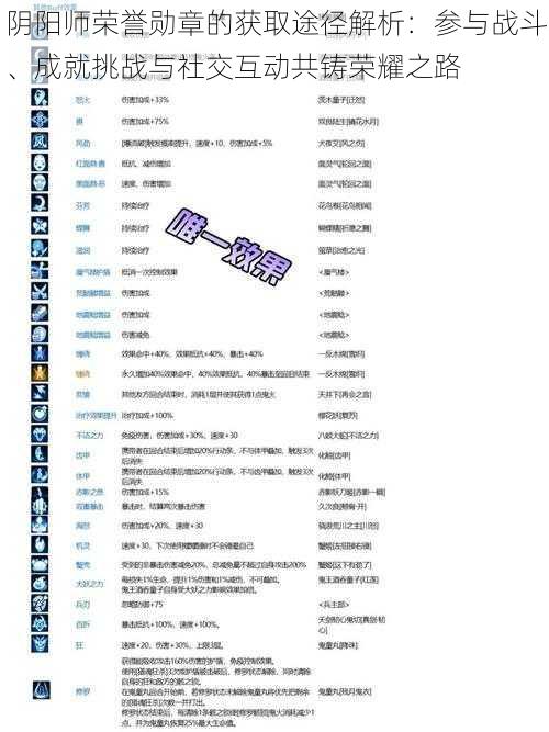 阴阳师荣誉勋章的获取途径解析：参与战斗、成就挑战与社交互动共铸荣耀之路