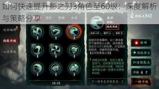 如何快速提升影之刃3角色至60级：深度解析与策略分享